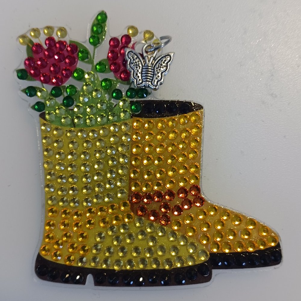 Flower pot magnet with metal butterfly charm
